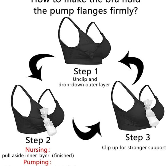 4HOW 3-Pack Hands Free Nursing Maternity Pumping Bras Size Large - Picture 2 of 5
